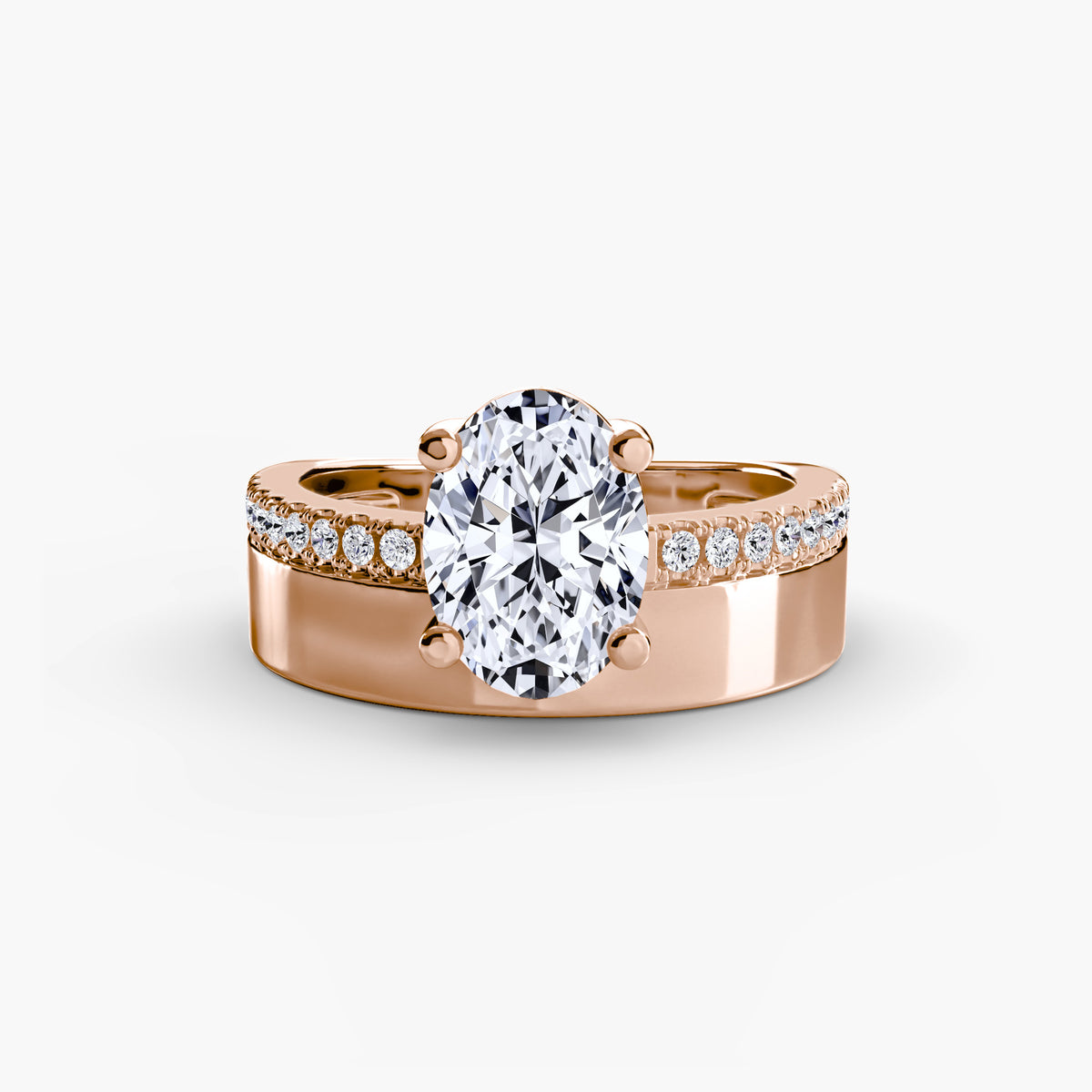 Wide Band Solitaire with Pavé Band – Ringfassung / Ring setting